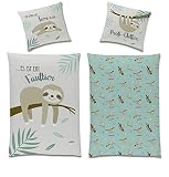 Familando Faultier Bettwäsche-Set 135x200 cm + Kissen 80x80 cm · Profi-Chiller · Kinder-Bettwäsche 100% Baumwolle Linon · mit Reiß