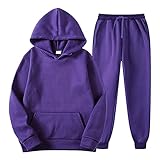 Newanna Jogginganzug Herren Trainingsanzug Langarm Sweatshirt und Trainingshose Sportanzug Mit Kapuze Joggingsuit aus Baumwolle Einfarbig Freizeitanzug Männer Und Frauen Herbst Winter Hausanzug