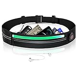 YOCKTECH Laufgürtel für Handy, Hüfttasche mit LED Reflektierender USB Wiederaufladbar Lauftasche Wasserdicht Verstellbarer Bauchtasche Running Belt Sportgürtel Handytasche Joggen Sport Damen H