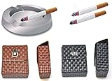 jameitop®Geschenk 2er Set Zigarettenetui Rattan Deluxe schwarz/b