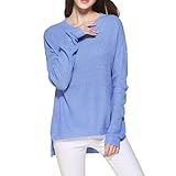 Damen Pullover Langarm Rundhals Blusen Damen Casual Einfarbig Rippenstrick Sweater Freizeit Bequemer Rippen Strickpullover Weihnachten T-Shirts Christmas Strick Bluse XL B