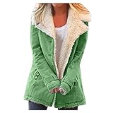 Winterjacke Damen Winter Warme Mantel Dicker Outwear Parka Mantel Jacke mit Kapuze Taschen Langarm Gefüttert Hoodie Kapuzenjacke Herbst Winter Flauschige Übergangsjack