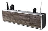 Stil.Zeit TV Schrank Lowboard - Andrico - Korpus Weiss matt - Front Holz-Design Treibholz - (180x49x35cm) - Push to Open Technik & hochwertigen Leichtlaufschienen - Made in Germany
