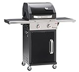 LANDMANN Gasgrill Triton PTS 2.0 | Premium Gasgrill mit doppelwandigem Deckel & Deckelthermometer | Grillrost aus emailliertem Gusseisen für perfektes Grillbranding | LANDMANN PTS-System [Schwarz]