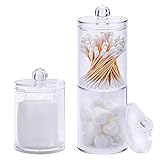 QH-Shop Wattepad Aufbewahrung Transparent Organizer Acryl mit Deckel Aufbewahrungsbox für Wattebäusche 3 Stück