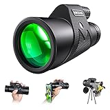 Monokular Teleskop 12x50 Starscope Monokular Fernglas HD Zoom mit Smartphone Halter und Stativ, Teleskop Starscope monokulare für Vogelbeobachtung, Camping,Reisen,Jagen,Ballsp