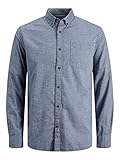 JACK & JONES Herren JJECLASSIC Spring Shirt L/S SN Hemd, Faded Denim/Fit:Slim FIT, M