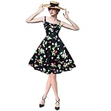 Maggie Tang 50er 60er Vintage Cocktail Retro Swing Rockabilly Full Circle Kleid - Schwarz - X-Groß