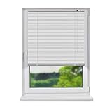 Fensterdecor Aluminium Jalousie, hochwertige Klemmfix Alu-Jalousie in Weiß mit Zugschnur und Drehstab, Jalousette mit Lamellen für den Innen-Bereich, schnelle und einfache Montage, 70 x 240