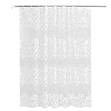 SUUZQK Nordic White Flower Vine Duschvorhang Moderner Minimalistischer Wasserdichter Und Schimmelresistenter Pflegeleichter Duschvorhang Mit 12 Duschvorhangringen W260xH200