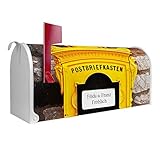 banjado® Amerikanischer Briefkasten - US Mailbox/Letterbox mit Motiv WT historischer Postkasten 51x22x17cm - Postkasten Stahl weiß aus Amerika – Briefkasten amerikanisch pulverb