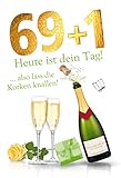 Karte zum 70. Geburtstag | Geburtstagskarte zum runden Geburtstag | Geburtstagskarte Set mit Umschlag | Karte in Folie | Karte ohne Innentext | DIN A6 | Klappkarte inkl. Umschlag | Motiv: 69+1