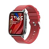 NONGLAN Smart Watch Männer 1.7'Full Touch Körpertemperatur Ip68 Herzfrequenzmonitor Fitness Tracker Frauen Smartwatch Für Android Ios(Color:rot)