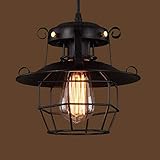 LED Deckenleuchte Schmiedeeisen Laterne Industrielle Weinlese-hängende Deckenleuchte Retro Kronleuchter Beleuchtung Schmiedeeisen Schatten Vogelkäfig Hängelampe for Kitchen Cafe Restaurant Loft Für W