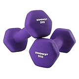 SONGMICS Women's 2er-Set Hanteln Kurzhantel Gymnastikhantel Vinyl in Verschiedenen Gewichts-und Farbvarianten 2 x 2 kg SYL64PL, Lila, 16 x 7.5