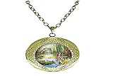 Halskette mit Medaillon, Motiv: Seerose, Monet, Blume, Glas, Foto, Schmuck, als Geschenk