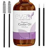 Eva Naturals Bio-Rizinusöl (60 ml) – Fördert das Wachstum von Haar, Augenbrauen und Wimpern - Vermindert Falten und Z