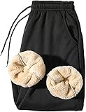 SKYWPOJU Herren Winter Sherpa Fleece Jogginghose Thermo Laufhose Lang mit 2 Taschen (Color : Black, Size : M)