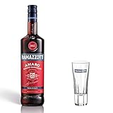 Ramazzotti Amaro Kräuterlikör Set mit Glas, Schnaps, Spirituose, Italienischer Likör, Alkohol, Flasche, 30%, 1 L