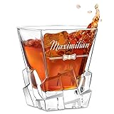 Maverton Whiskey Glas mit Gravur - 330ml personalisiert - edles Kristallglas - zum Jubiläum - für Männer & Scotchgenießer - Whiskyglas mit luxuriösem Design - N