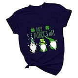 TYTUOO Unisex T-Shirt St. Patrick's Day Top Lustig Druck Kurzarm Tee O-Neck Pullover Tops Leicht Freizeit Bluse Pullover Tops Casual Tunika für Damen Herren Bloys Mädchen, G-Navy, Larg