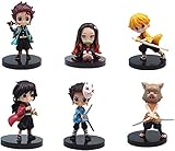 CYSJ 6 pcs Demon Slayer Cake Topper Anime Demon Slayer Mini Figures Spielzeug-Set Demon Slayer Theme Partyzubehör Für Home Office Sammler Dekorationsornamente Geburtstagsgeschenk