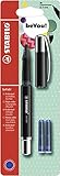 Tintenroller - STABILO beFab! Uni Colors in schwarz - Einzelstift - inklusive 3