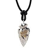 FORFOX Vintage 925 Sterling Silber Pfeilspitze Anhänger mit Ägyptischer Gold Auge des Horus für Herren Jung