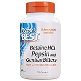 Doctor's Best, Betain HCI mit Pepsin und bitterer Enzian, Vollspektrum Verdauungsenzyme, gentechnikfrei, 650mg, 360 Kap