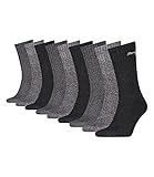 PUMA unisex Sportsocken Tennissocken Freizeitsocken Sport Crew 7312 9 Paar, Farbe:Grau, Menge:9 Paar (3x 3er Pack), Größe:39-42, Artikel:-207 anthracite / grey
