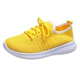 Frauen Mesh Sneaker Canvas Flache Schuhe Damen Sportschuhe Leicht Atmungsaktive Schuhen Sommer Herbst Turnschuhe Straßenlaufschuhe Tennisschuhe Luftkissen Fitness Walkingschuhe für Damen L