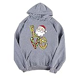 NHNKB Hoodie Damen Weihnachten Sweatshirt Pullover mit Kapuze Christmas Hooded Kapuzenpullover Xmas Pulli Sw