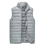 HDLNUDJK Männer ärmellose Winterjacke dünne Weste Winddicht warme Ente hinunter Weste Weste Grey M