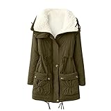 Pianshanzi Mantel Damen Winter Herbst Lang Elegant Wintermantel mit Kapuze Warm Parka Jacke mit Taschen Übergangsjacke Reißverschluss Steppmantel Einfarbig Übergröß