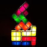 Tetris Lampe, Justup LED Tetris Stapelbares Nachtlicht 7 Farben Induktionsverriegelung Schreibtischlampe 3D Diy Magic Blocks Puzzles Spielzeug für Kinder Teens Schlafzimmer Wohnkultur (Tetris Lampe)