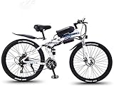 Smart Ebike Berg, 26' Mountainbike for Erwachsene, Gelände 27-Gang-Fahrräder, 36V 30KM Reine Batterie gefahrene Abnehmbarer Lithium-Ionen-Akku, (Color : White Blue A1, Size : 10AH/60km)