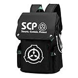 WANHONGYUE SCP Anime Cosplay Schulranzen 15,6 Zoll Laptop Rucksack mit USB-Ladeanschluss und Kopfhöreranschluss Grü