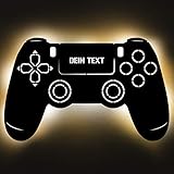 Gaming Controller 4 Lampe aus Holz - personalisierbares Geschenk für Männer - Gaming Zimmer Deko - Gamingpad Lampe - personalisierbar zum Hinstellen/Aufhängen - Gaming Geschenk - persönliches Geschenk