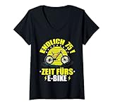 Damen 75. Geburtstag Fahrrad - Endlich 75! Zeit fürs E-Bike T-Shirt mit V