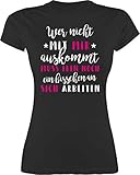 Sprüche Statement mit Spruch - Wer mit Mir Nicht auskommt - rosa - M - Schwarz - Tshirt sprüche Damen rosa - L191 - Tailliertes Tshirt für Damen und Frauen T-S