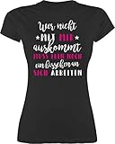 Sprüche Statement mit Spruch - Wer mit Mir Nicht auskommt - rosa - XL - Schwarz - ausser Betrieb Frau Tshirt - L191 - Tailliertes Tshirt für Damen und Frauen T-S