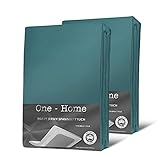 one-home 2er Set Jersey Spannbettlaken Spannbetttuch weich Heavy Baumwolle Rundumgummizug, Farbe:Petrol, Größe:140x200 cm - 160x220 cm Box