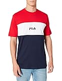 FILA Herren Men Paton Blocked Tee T-Shirt, Black iris-True red-Bright White, L