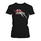 Fashionalarm Damen T-Shirt - Brush Flagge England | Fan Shirt Trikot Fußball Weltmeisterschaft WM Fahne Weltmeister Fußballfan Fanartikel 2018, Farbe:schwarz;Größe:3XL