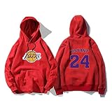NBA. Los Angeles Lakers Nr. 24 Kobe Bryant Hoodie, Basketball Trainingsjacke (Dicker Abschnitt) (Color : Red, Size : XXL)