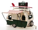 Unbekannt Wohnwagen aus Metall grün mit Rahmen und Spardose Camper Auto Oldtimer Nostalg
