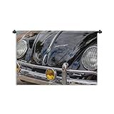 Wandteppich - Miami, Florida USA - 28. Februar 2016: Nahaufnahme der Vorderseite eines wunderschön restaurierten alten deutschen Volkswagen Käfers bei einer öffentlichen Autoausstellung. - 90x60