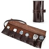 Leder-Reise-Uhrenrolle, Organizer für 6 Uhren, handgefertigte Uhrliebhaber-Aufbewahrung für Damen und H