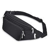 SAVFY Bauchtasche mit 4 Reißverschlüsse, zum Wandern, Outdoor-Sport, Reisen, Urlaub, Geldtasche, schwarz (schwarz) - SPG0061B