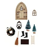 Wichteltür Weihnachten Set Wichteltür Nissedor Mit Zubehör Weihnachtswichtel Tür Mit Zubehör+Stiefel+Laterne+Weihnachtsbaum+dekokranz+holzleiter Wichtelb